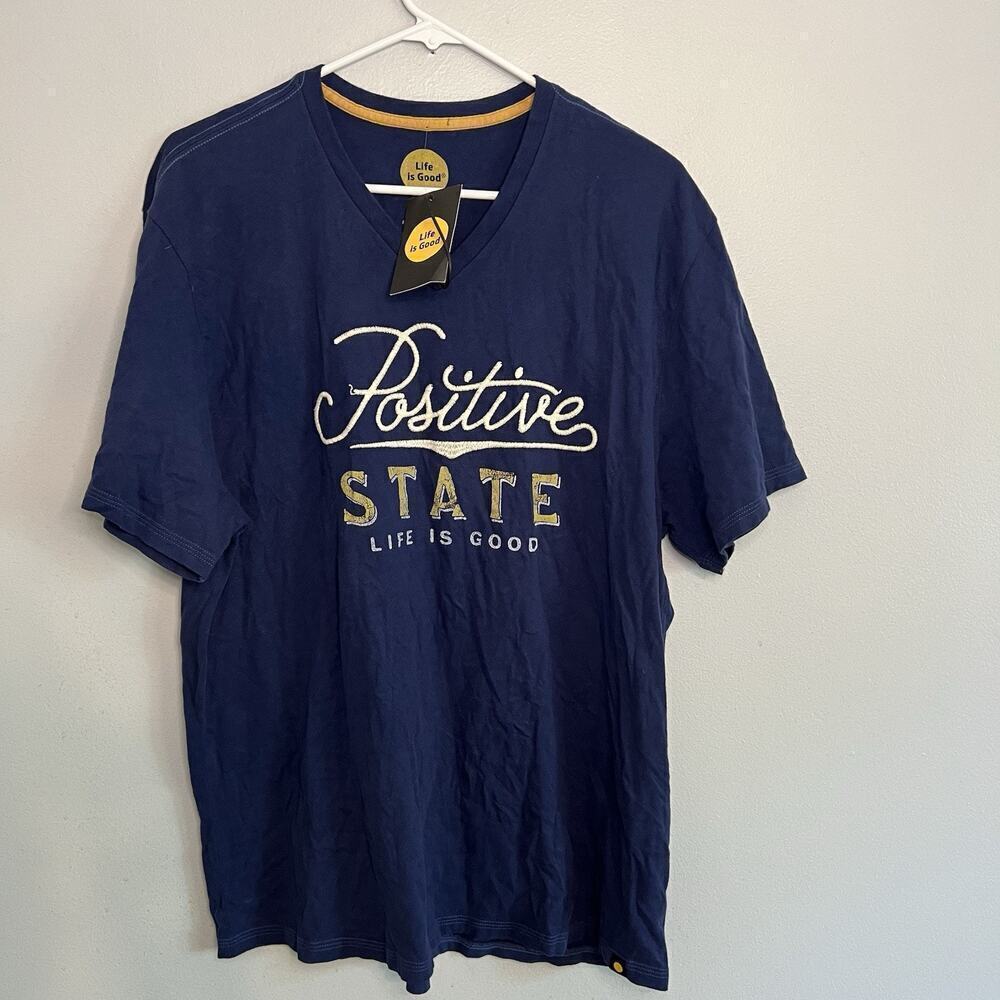 Life is Good Men's Short Sleeve T Shirt Blue Sz L Positive State